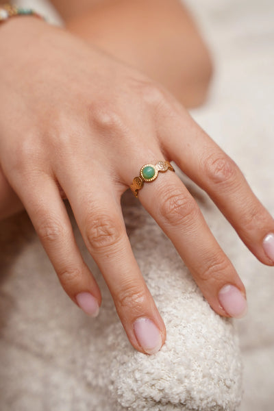 Noé - Ring - Naturstein - Edelstahl - Verstellbar