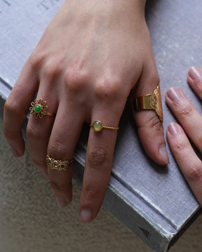 Alisa Ring - Edelstahl -  Naturstein - verstellbar