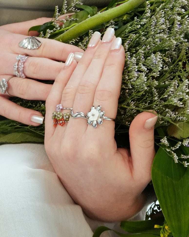 Muschelblume - Ring - Edelstahl - Verstellbar