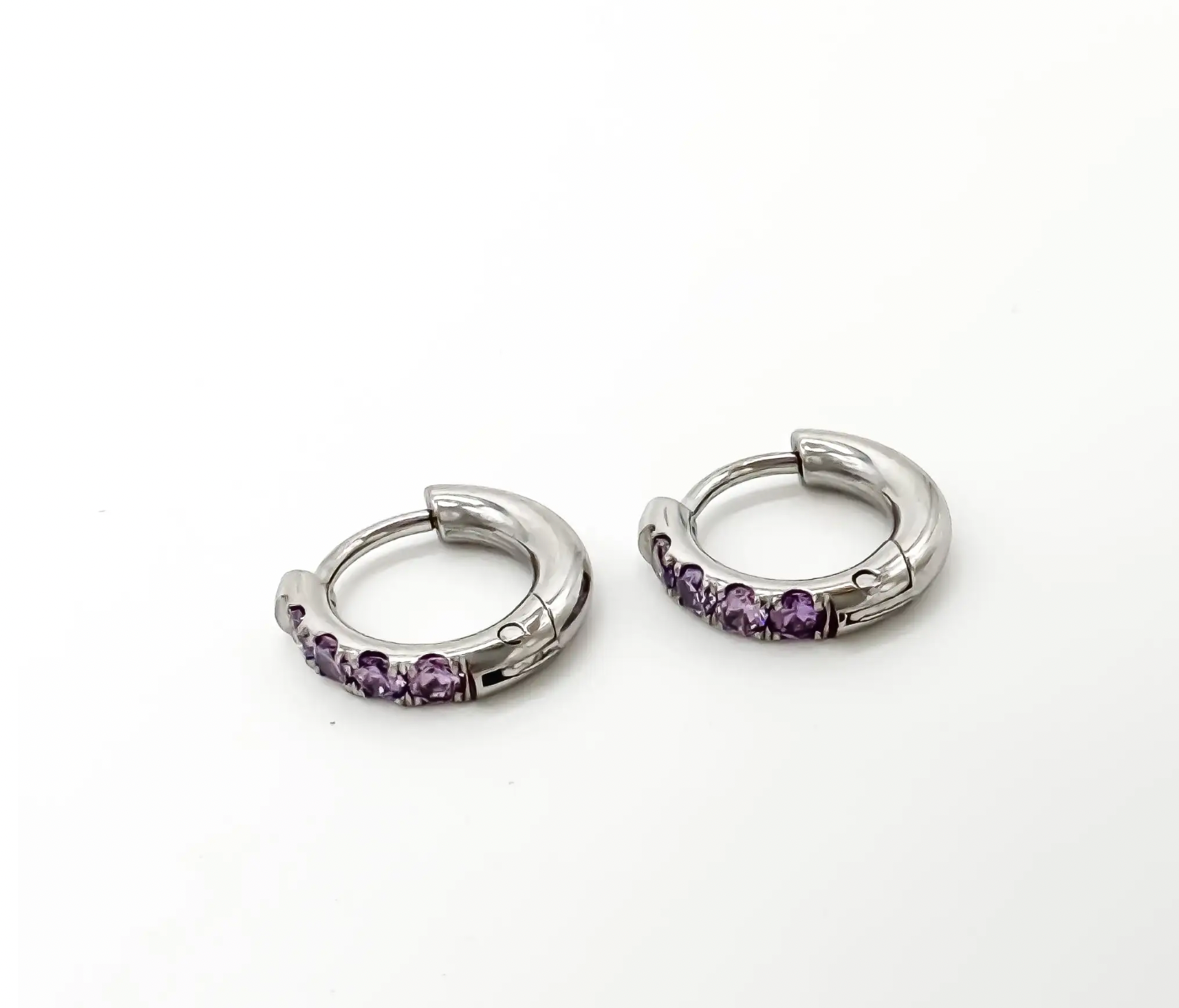 Rhinestone - Earrings - Stainless Steel