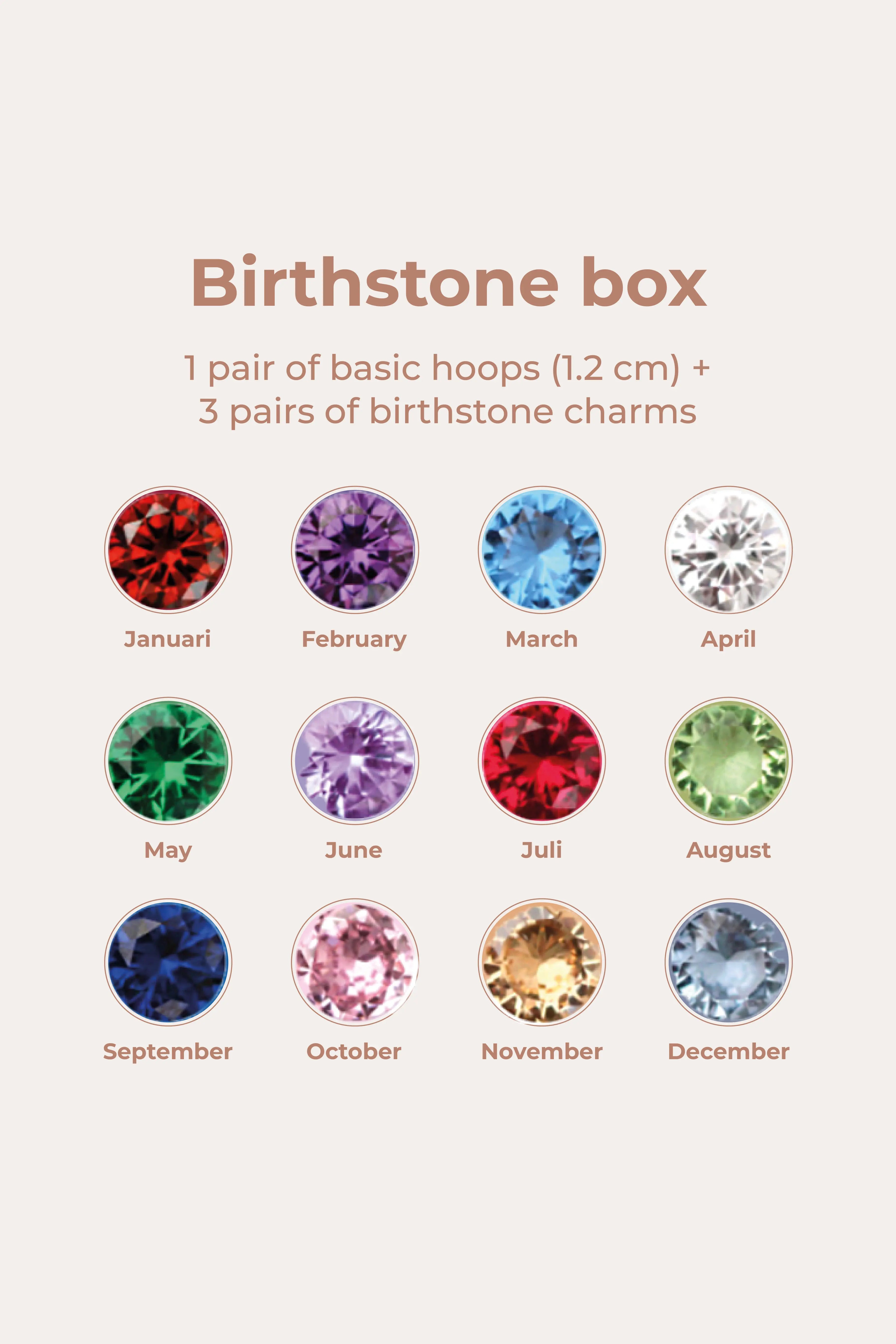 Birthstonebox Ohrringe – Set – Edelstahl