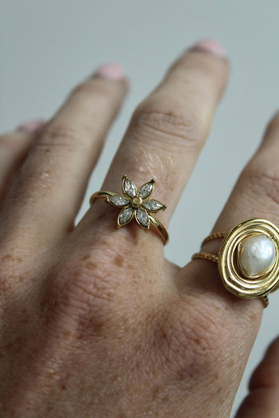 Shiny flower - Ring - Edelstahl - verstellbar
