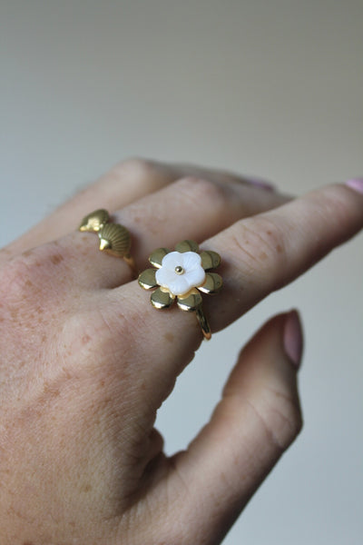 Muschelblume - Ring - Edelstahl - Verstellbar