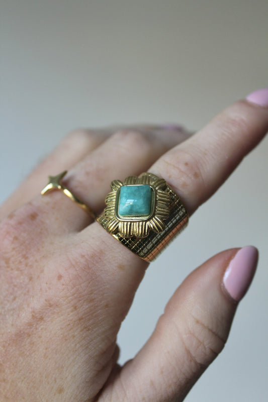 Kayla - Ring - Edelstahl - Naturstein - verstellbar