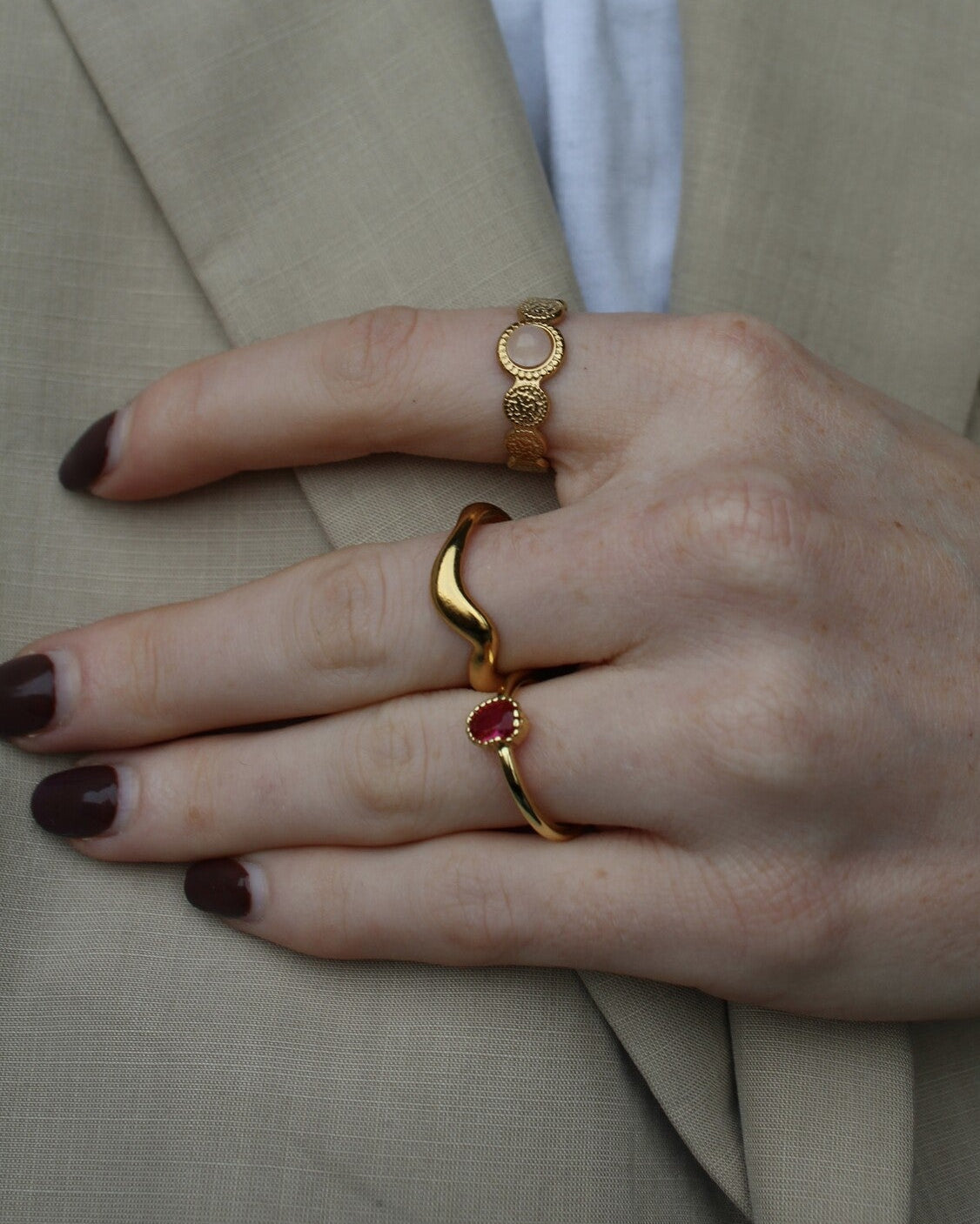 Waves - Ring - Edelstahl - Verstellbar