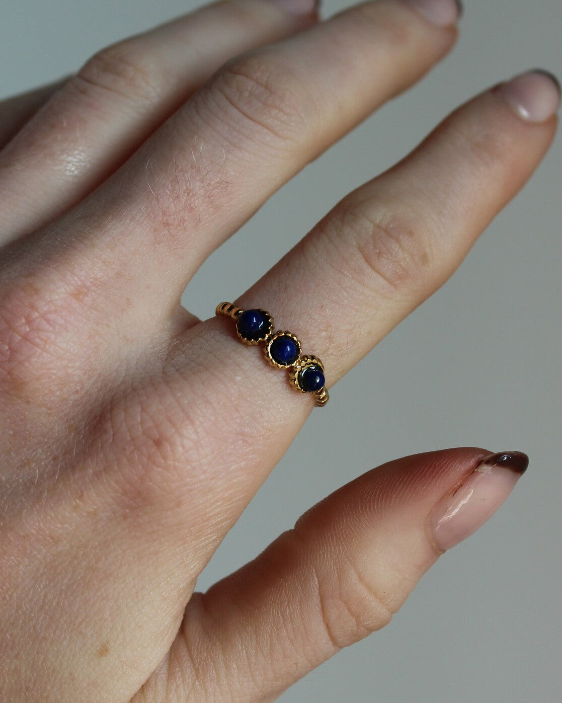 Demi - Ring - Naturstein - Edelstahl - Verstellbar