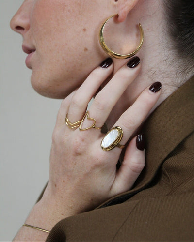 Double Wave - Ring - Edelstahl - verstellbar