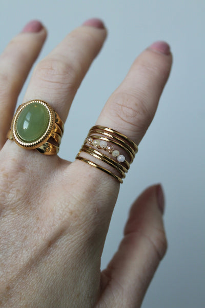 Davina - Ring - Naturstein - Edelstahl - Verstellbar