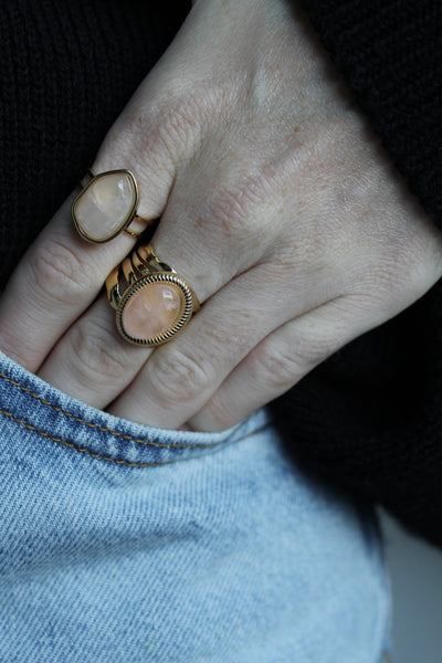 Davina - Ring - Naturstein - Edelstahl - Verstellbar