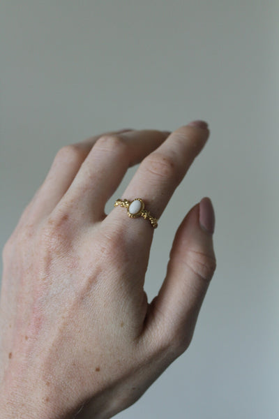 Lise - Ring - Naturstein -  Edelstahl - Verstellbar