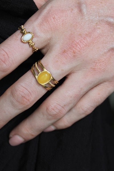 Lise - Ring - Naturstein -  Edelstahl - Verstellbar
