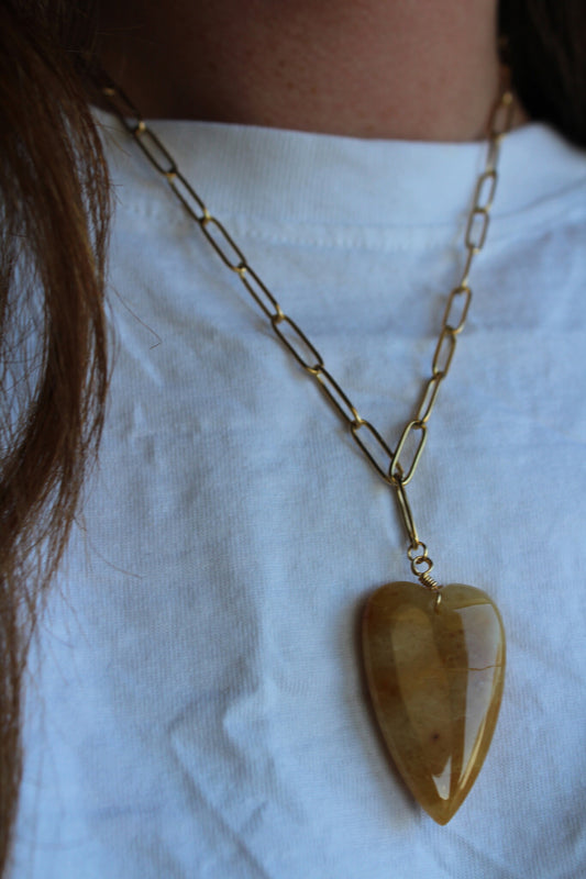 Natural Stone Heart - Halskette - Naturstein - Edelstahl