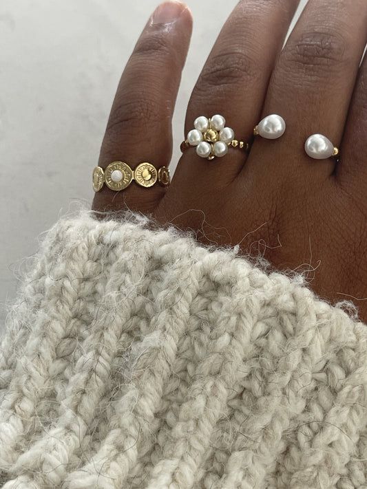 Fleur blanche - Ring - Edelstahl - Verstellbar