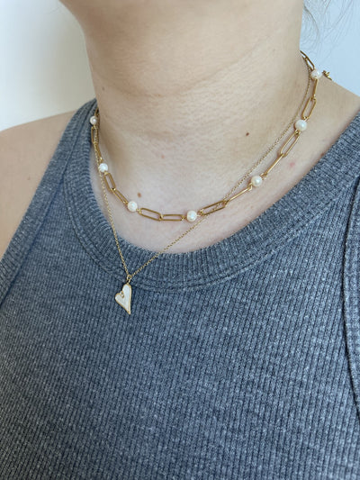Pearly Chain  - Halskette - Edelstahl