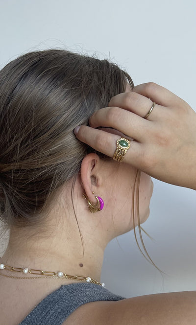 Rana - Ring - Naturstein - Edelstahl - Verstellbar