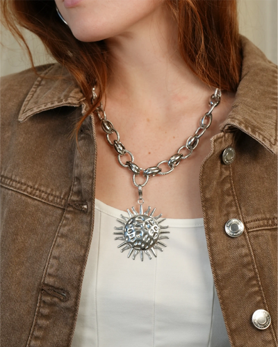 zilverkleurige statement schakelketting