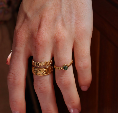 Nadine - Ring - Edelstahl - Verstellbar - Naturstein