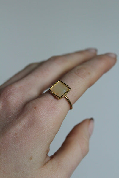 Square Shell - Ring - Naturstein - Edelstahl - verstellbar