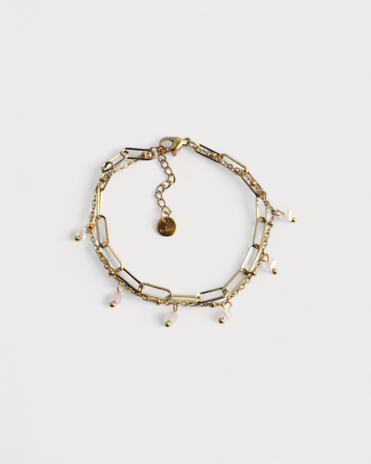 Farbige Kette - Armband - 2 Lagen - Edelstahl