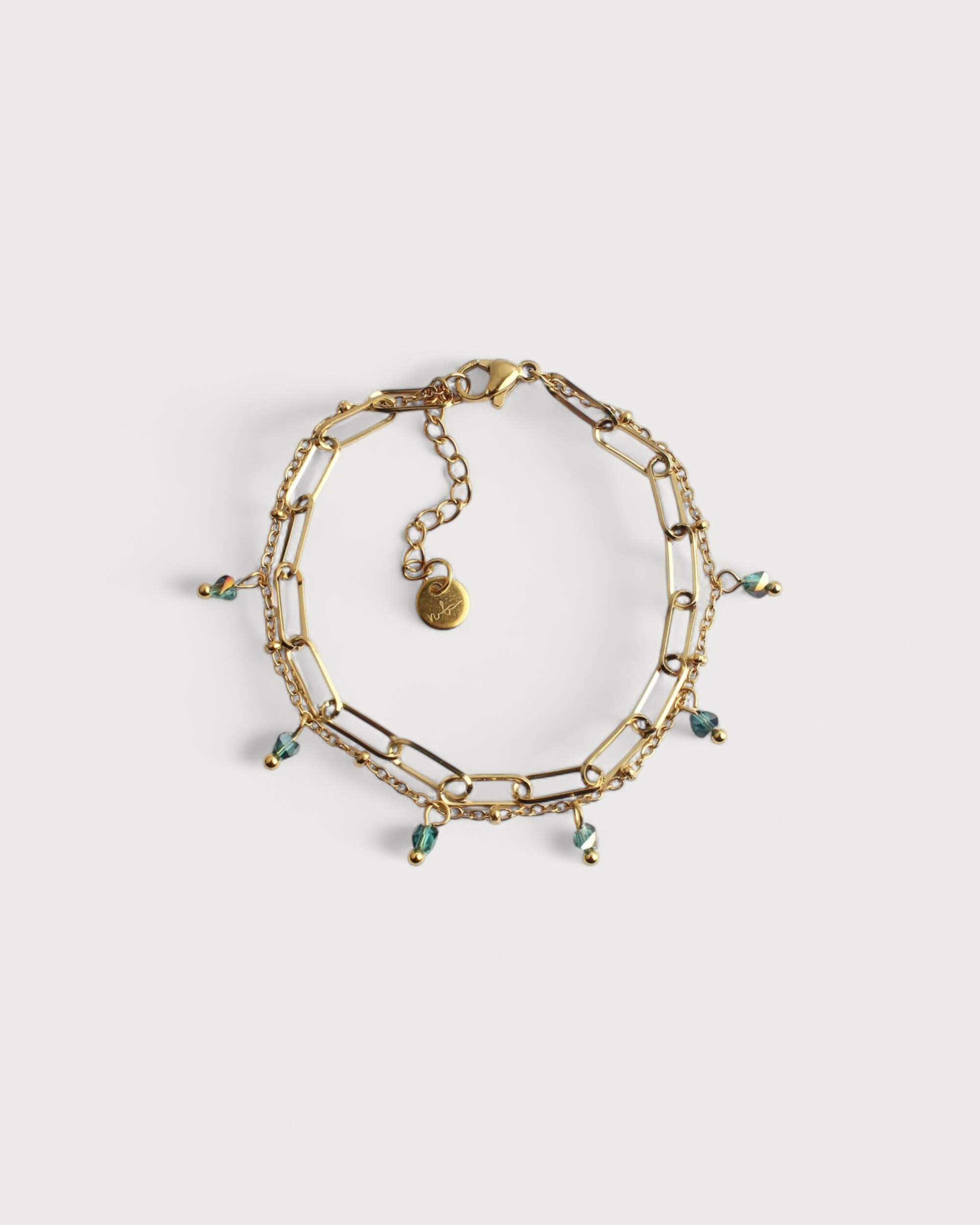 Farbige Kette - Armband - 2 Lagen - Edelstahl