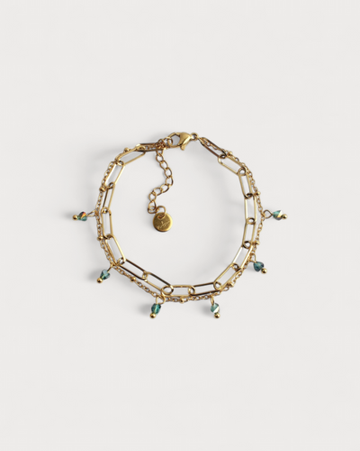 Farbige Kette - Armband - 2 Lagen - Edelstahl