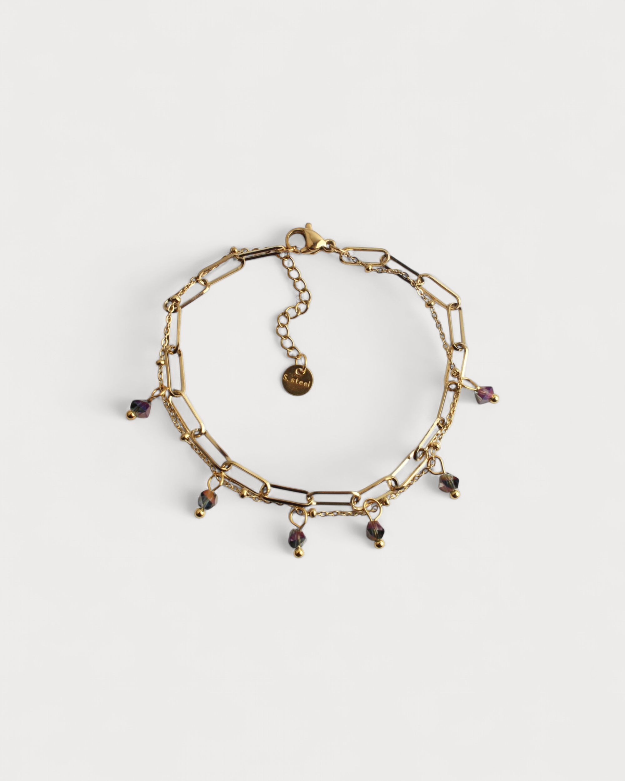 Farbige Kette - Armband - 2 Lagen - Edelstahl