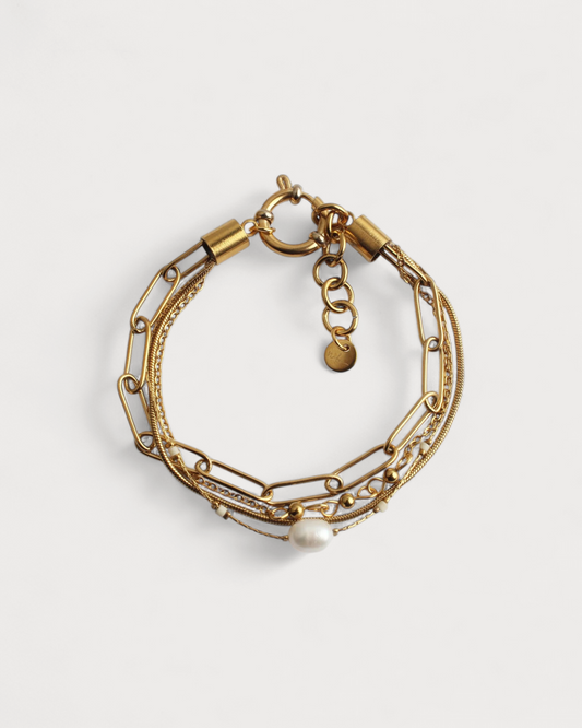 Eloise - Armband - Naturstein - 4 Schichten - Edelstahl