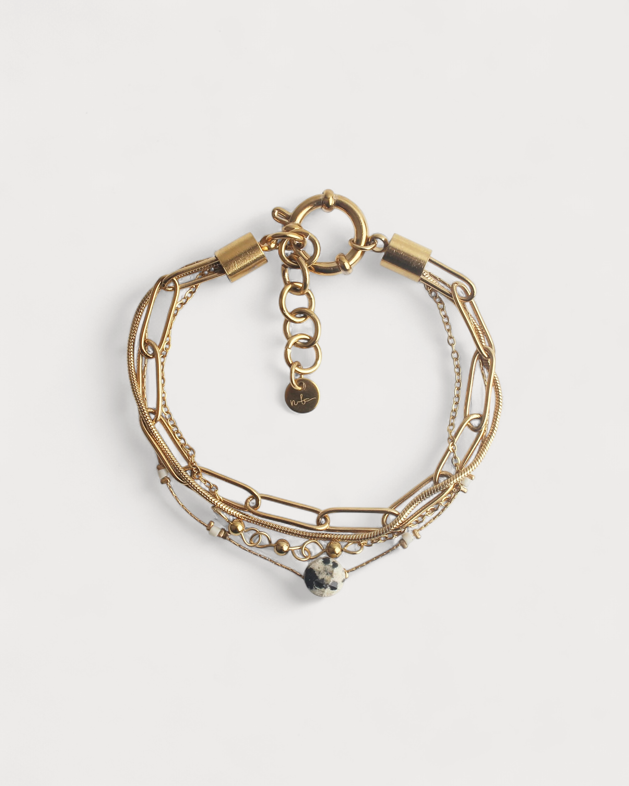 Eloise - Armband - Naturstein - 4 Schichten - Edelstahl