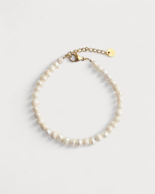 100% Real Fresh Water Pearl- Armband - Edelstahl