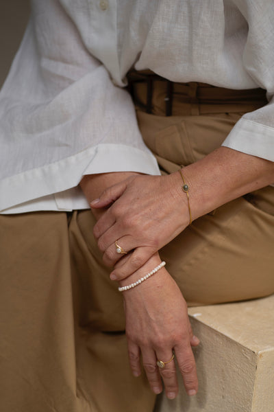 100% Real Fresh Water Pearl- Armband - Edelstahl