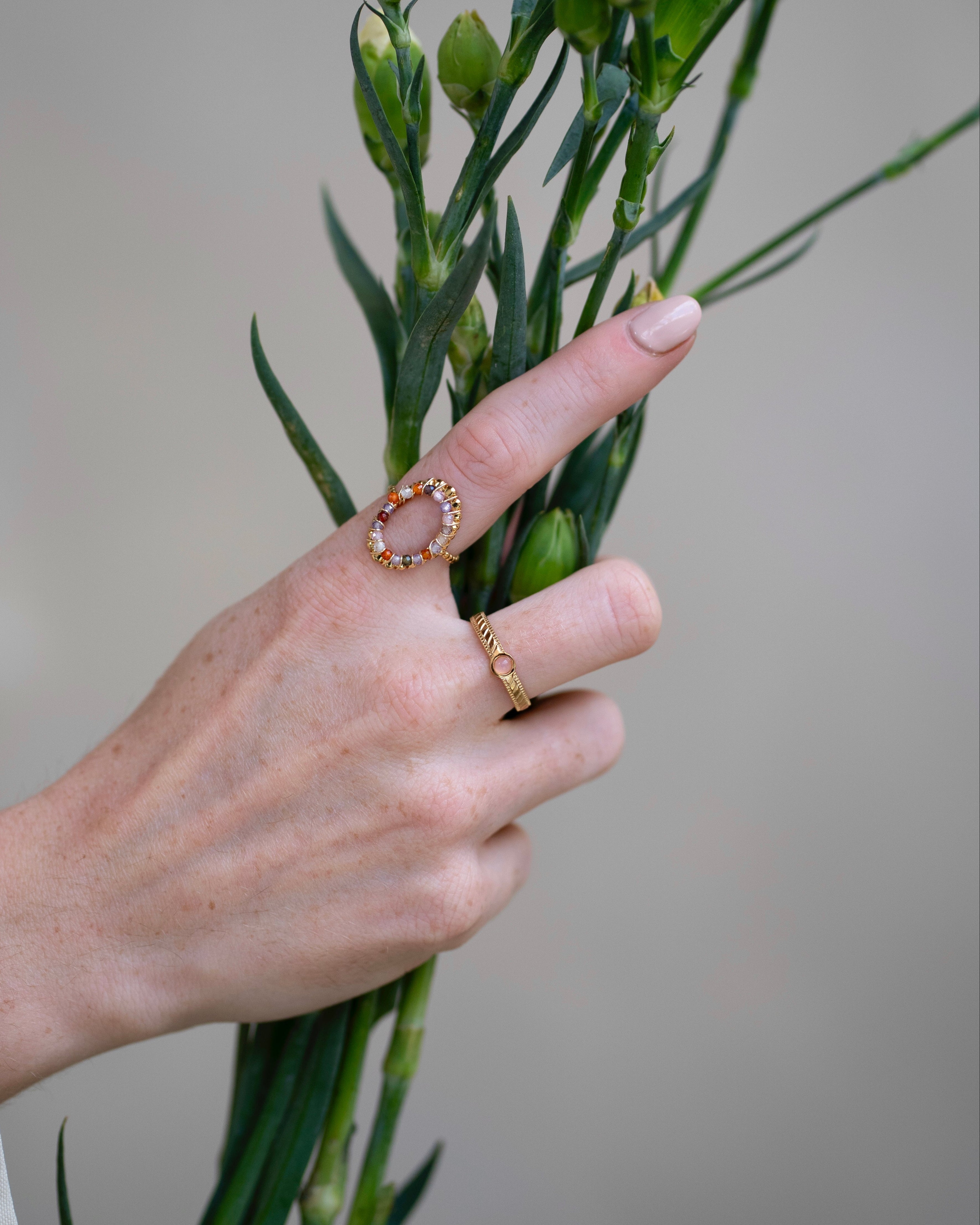 Zosia - Ring - Naturstein - Edelstahl - Verstellbar