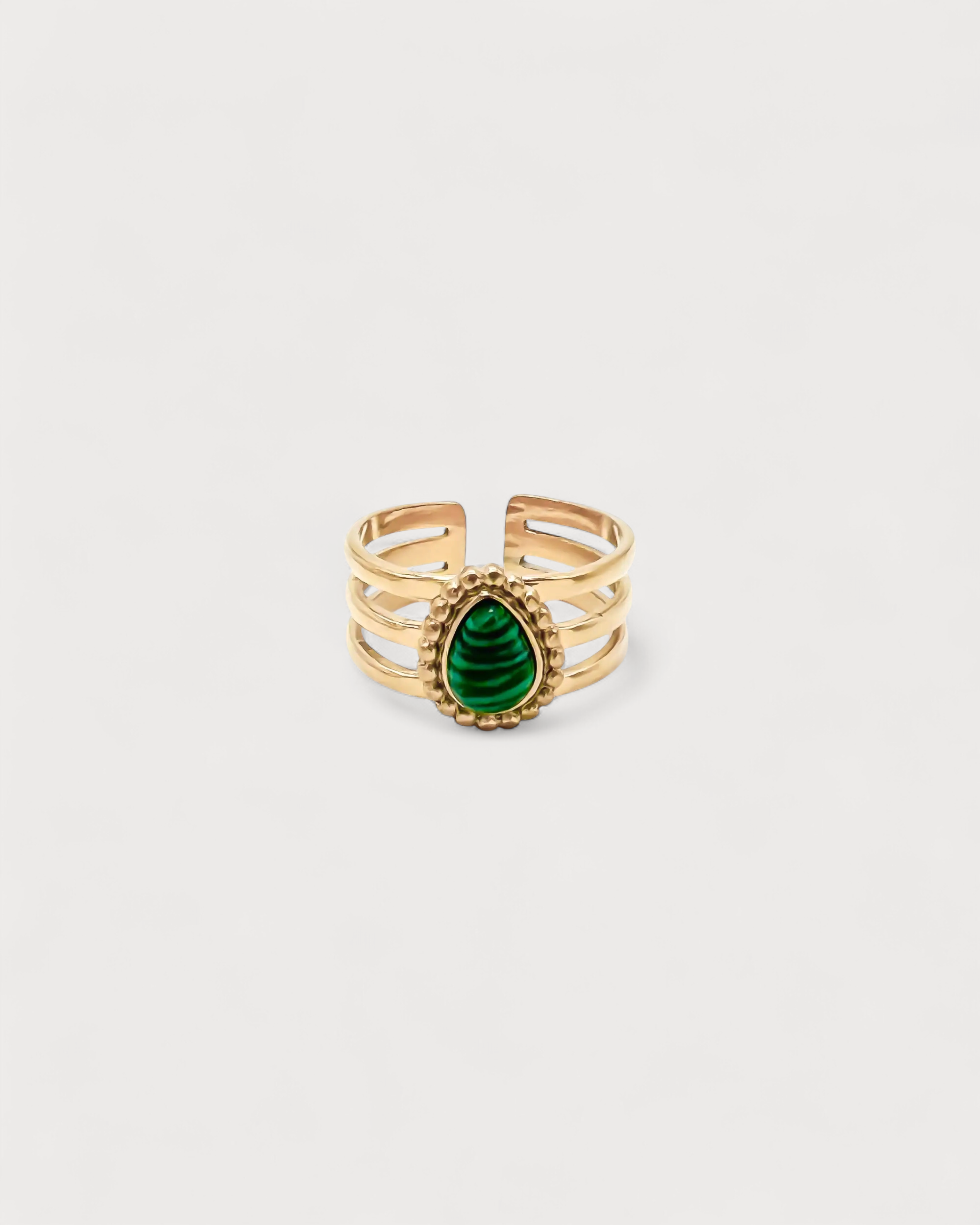 Menthe - Ring - Naturstein - Edelstahl - Verstellbar