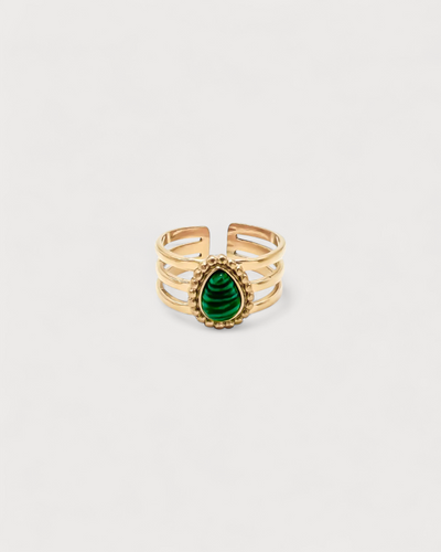 Menthe - Ring - Naturstein - Edelstahl - Verstellbar
