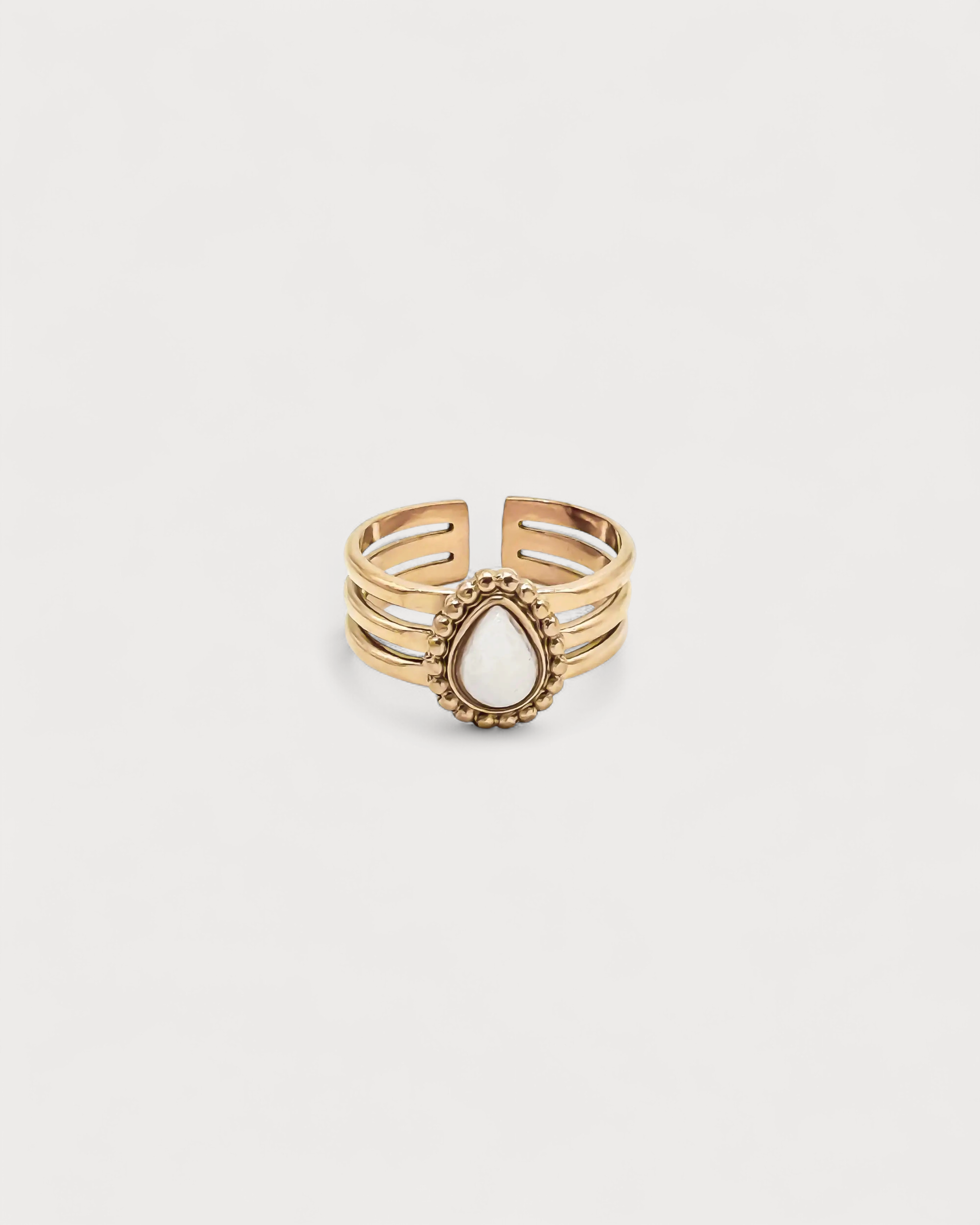Menthe - Ring - Naturstein - Edelstahl - Verstellbar