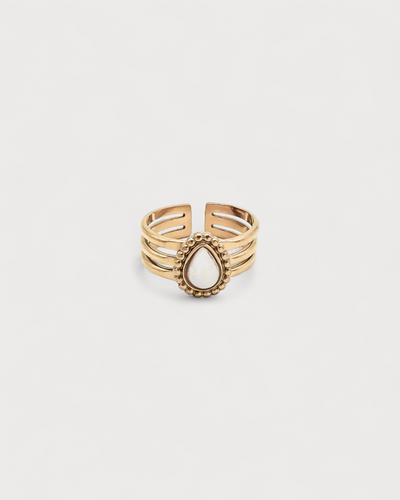 Menthe - Ring - Naturstein - Edelstahl - Verstellbar