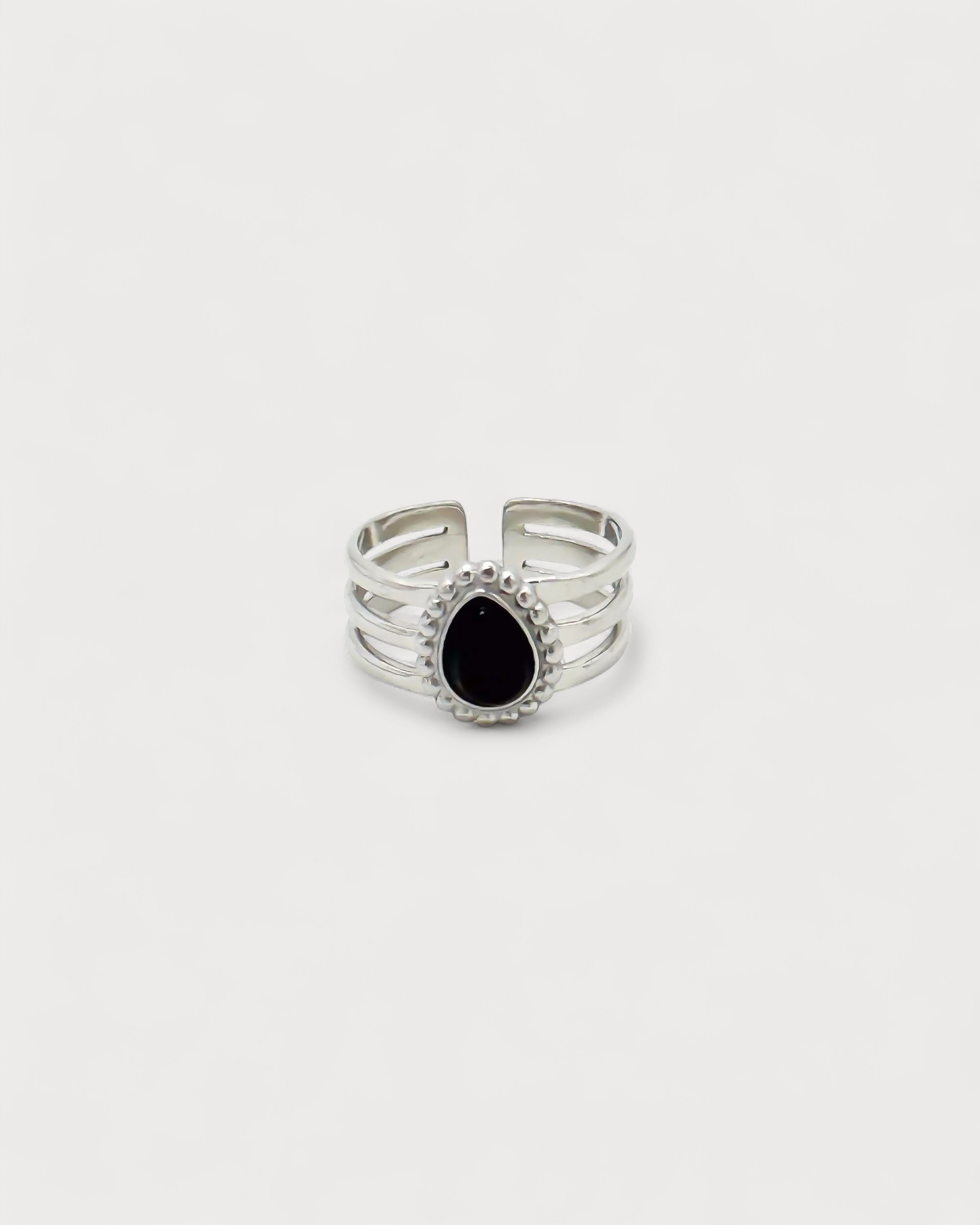 Menthe - Ring - Naturstein - Edelstahl - Verstellbar