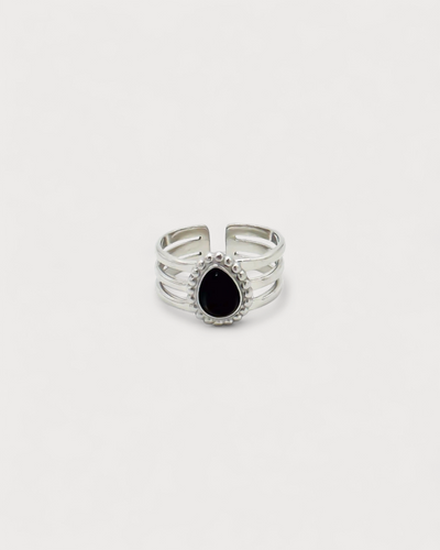 Menthe - Ring - Naturstein - Edelstahl - Verstellbar