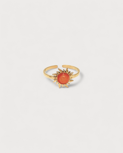 Sonnenblume - Ring - Edelstahl - Verstellbar - Naturstein