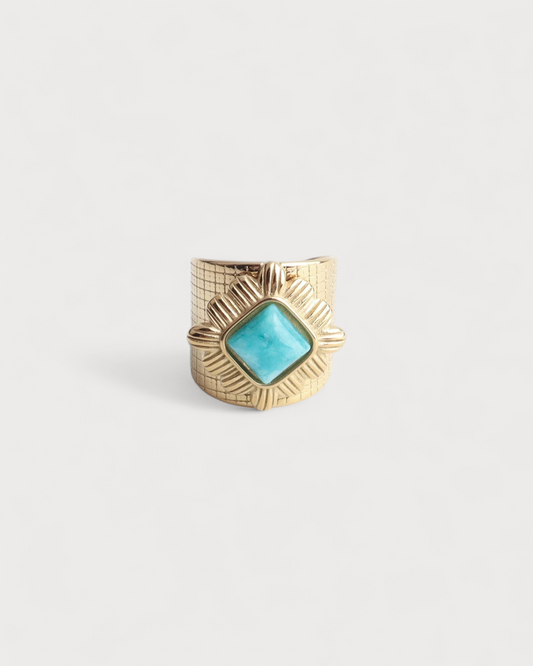 Kayla - Ring - Edelstahl - Naturstein - verstellbar