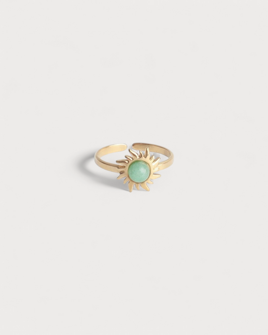 Sonnenblume - Ring - Edelstahl - Verstellbar - Naturstein