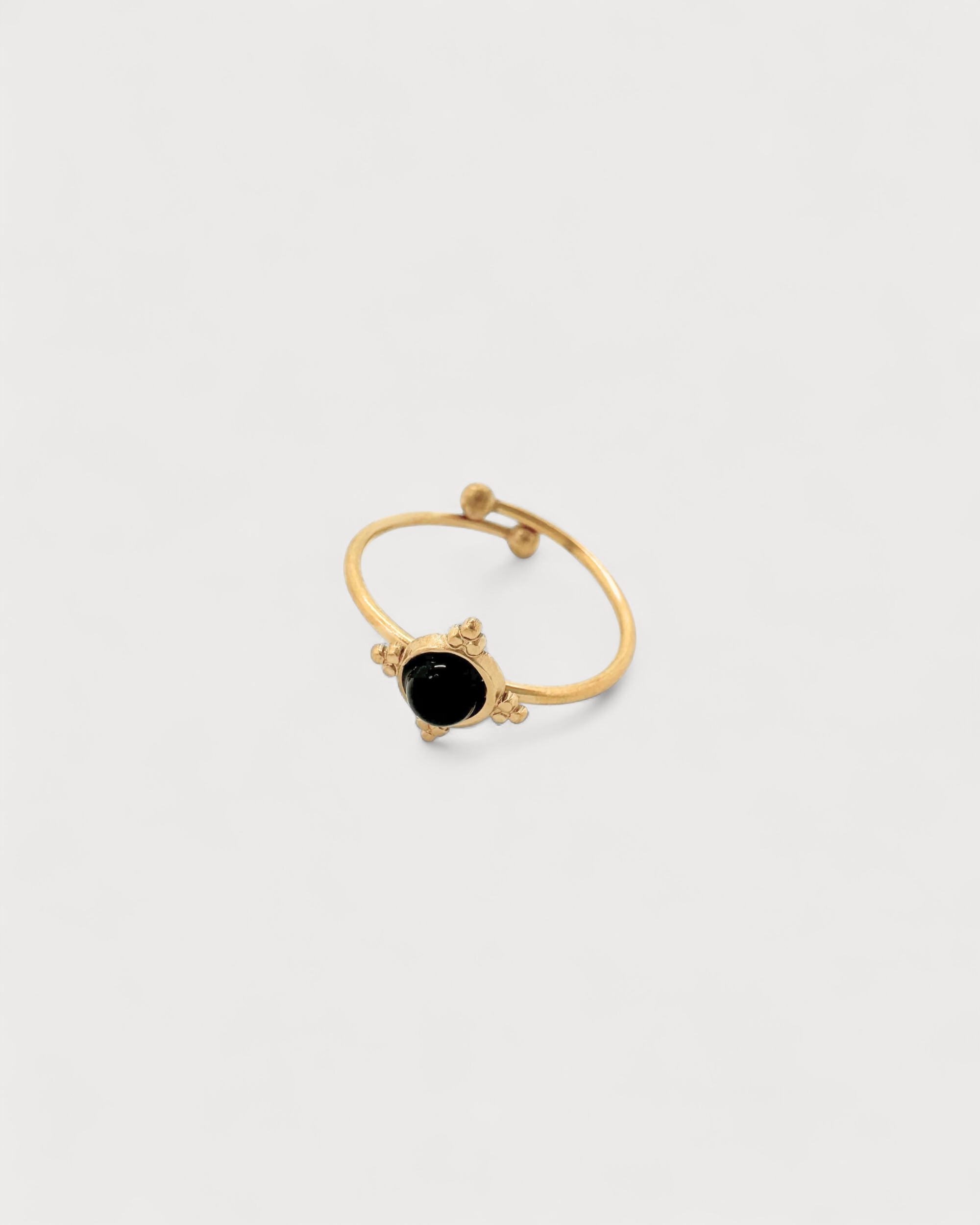 Minimalistischer Stein - Ring - Edelstahl - Verstellbar - Naturstein