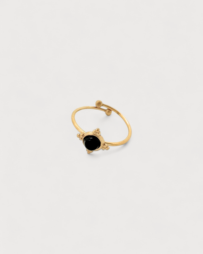 Minimalistischer Stein - Ring - Edelstahl - Verstellbar - Naturstein