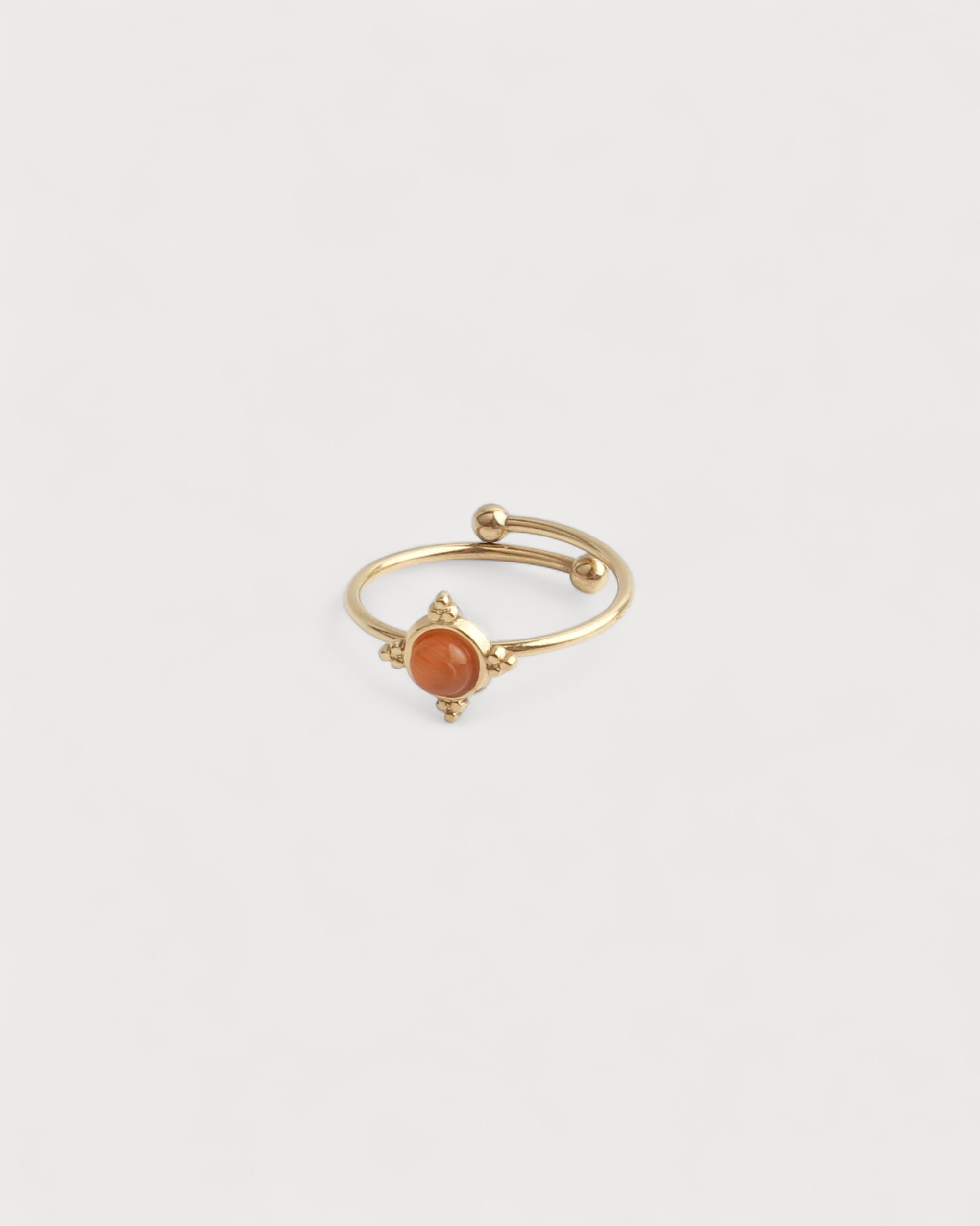 Minimalistischer Stein - Ring - Edelstahl - Verstellbar - Naturstein
