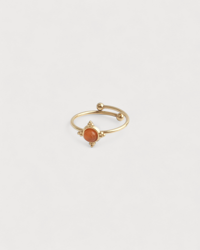 Minimalistischer Stein - Ring - Edelstahl - Verstellbar - Naturstein