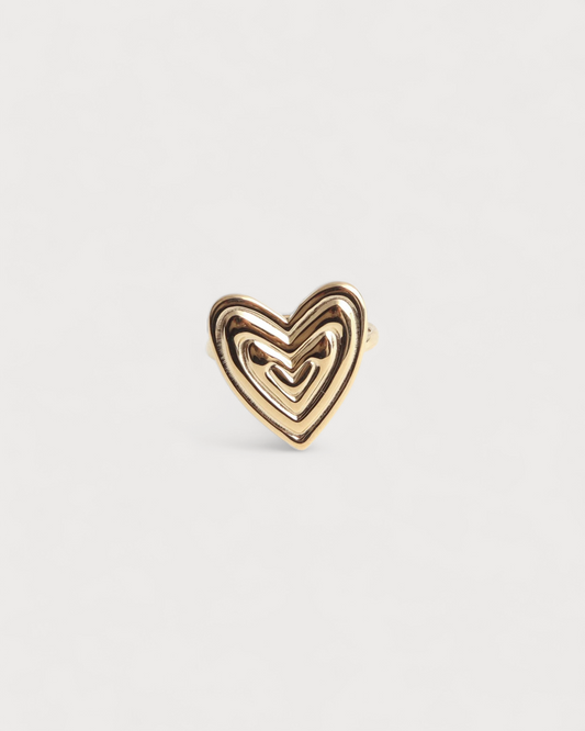 Groovy Heart - Ring - Edelstahl - verstellbar