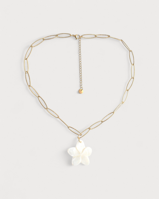 Big White Flower - Halskette - Edelstahl