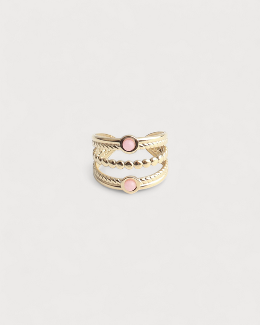 Michelle - Ring - Naturstein - Edelstahl - Verstellbar