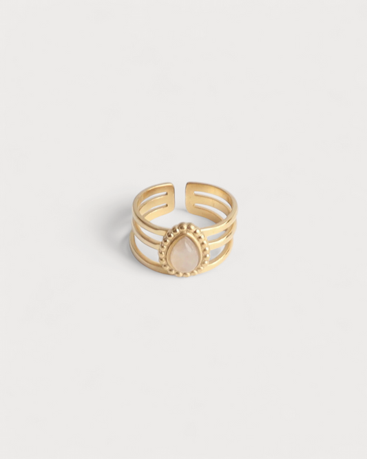 Menthe - Ring - Naturstein - Edelstahl - Verstellbar