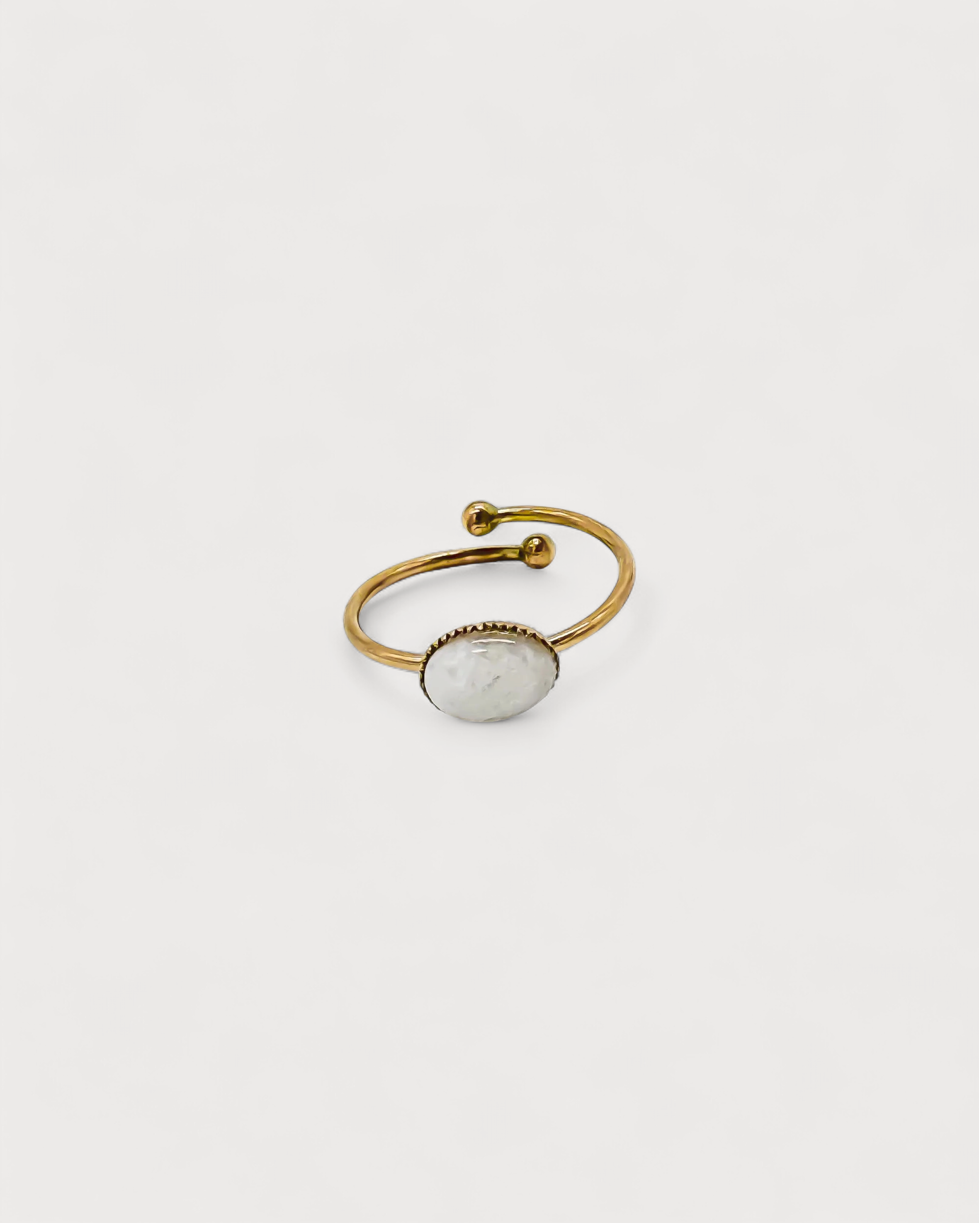 Bea - Ring - Naturstein - Edelstahl - Einstellbar