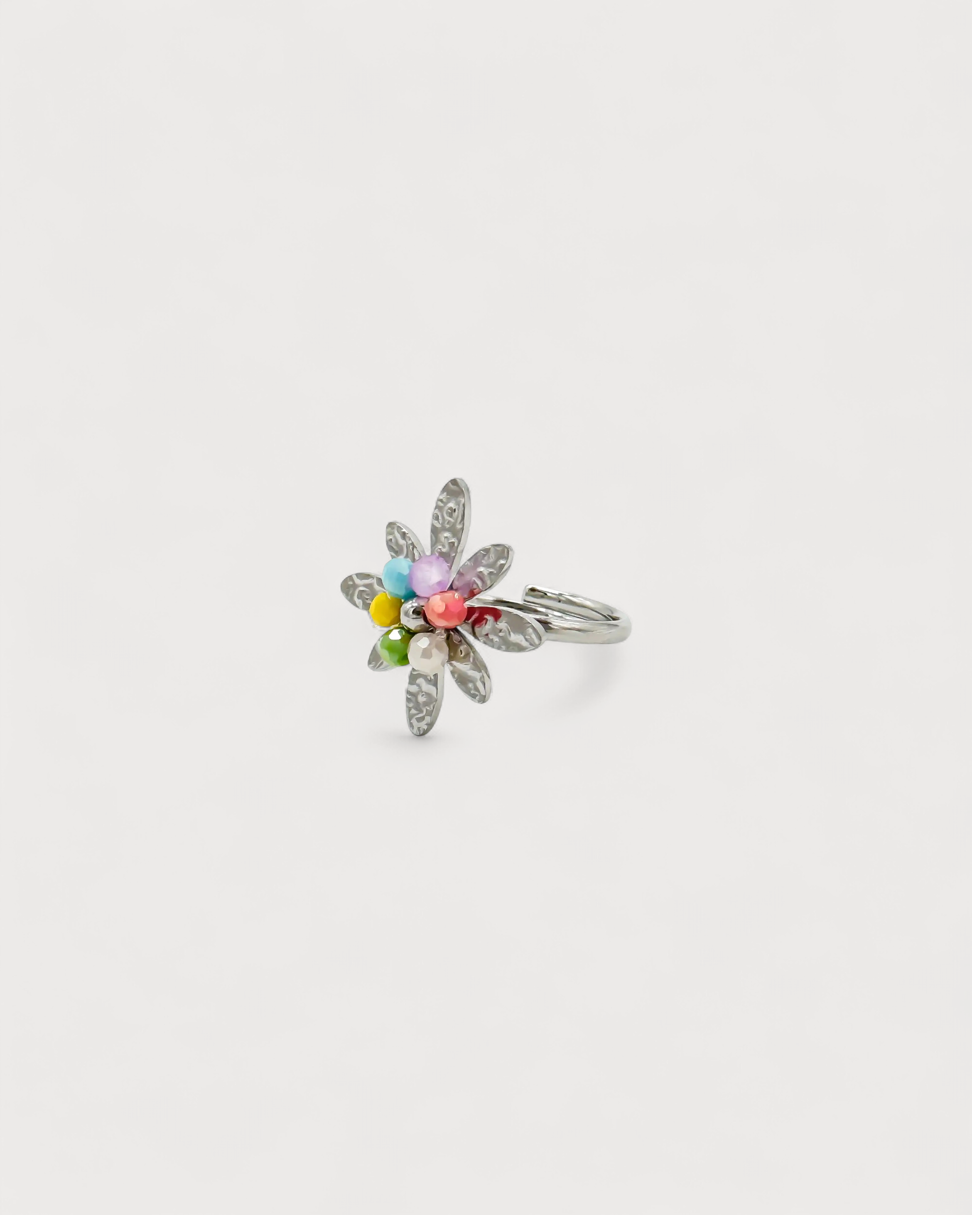 Bunte Blume - Ring - Edelstahl - verstellbar